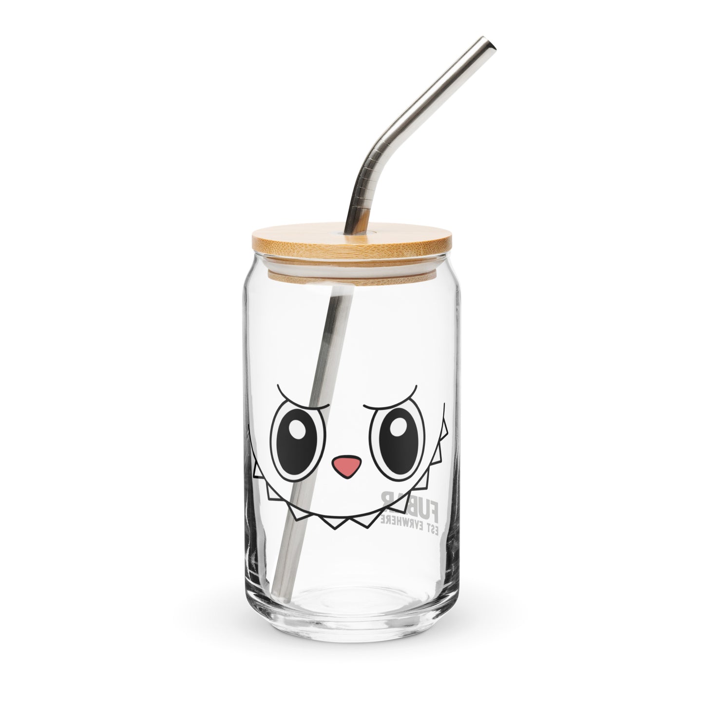 Cute Kawaii Monster Can Glass Cup | Can-Shaped Iced Coffee Cup with Lid & Straw
