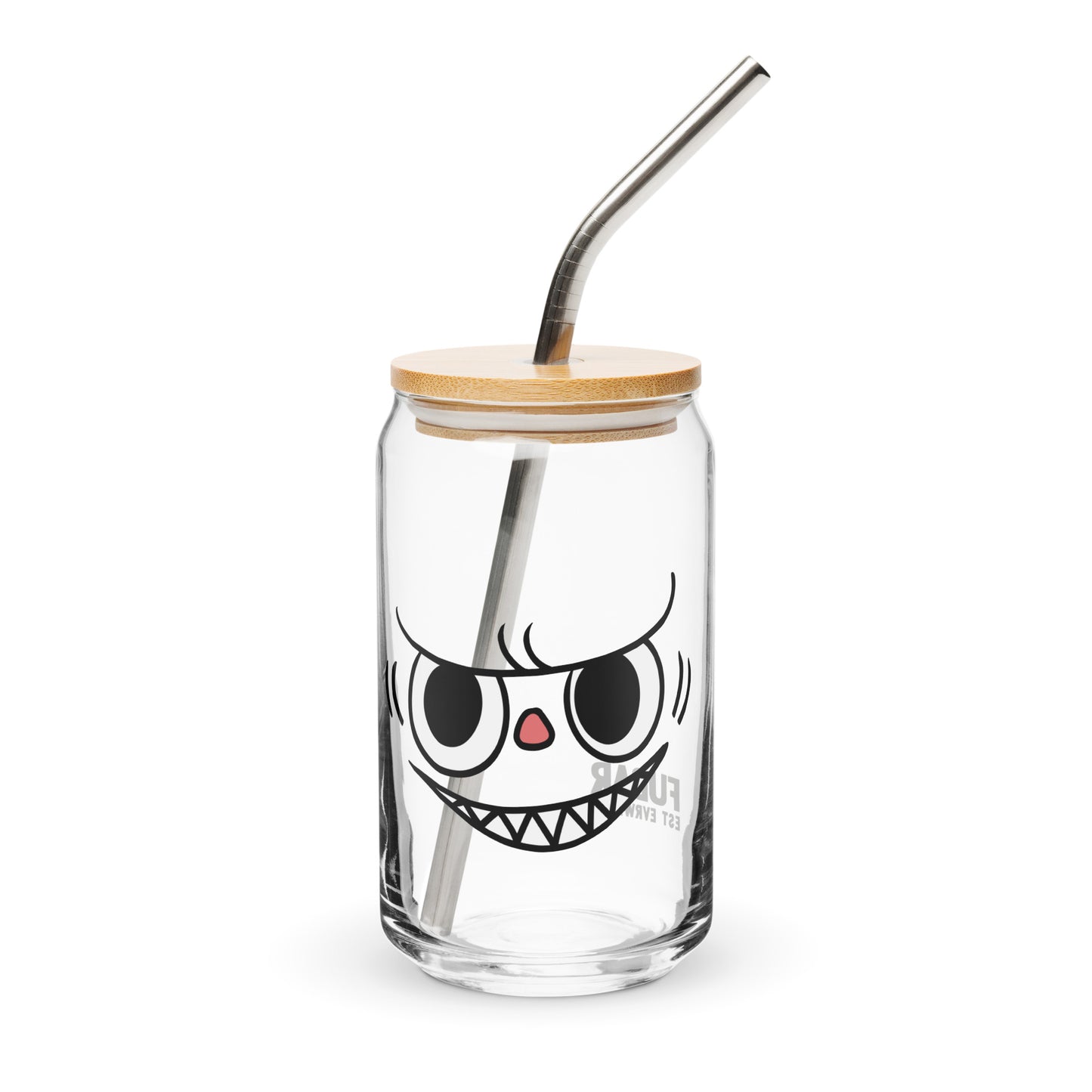 Pippo Kawaii Monster Can Glass Cup | Cute Can-Shaped Iced Coffee Glass with Lid & Straw