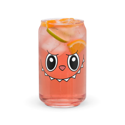 Cute Kawaii Monster Can Glass Cup | Can-Shaped Iced Coffee Cup with Lid & Straw
