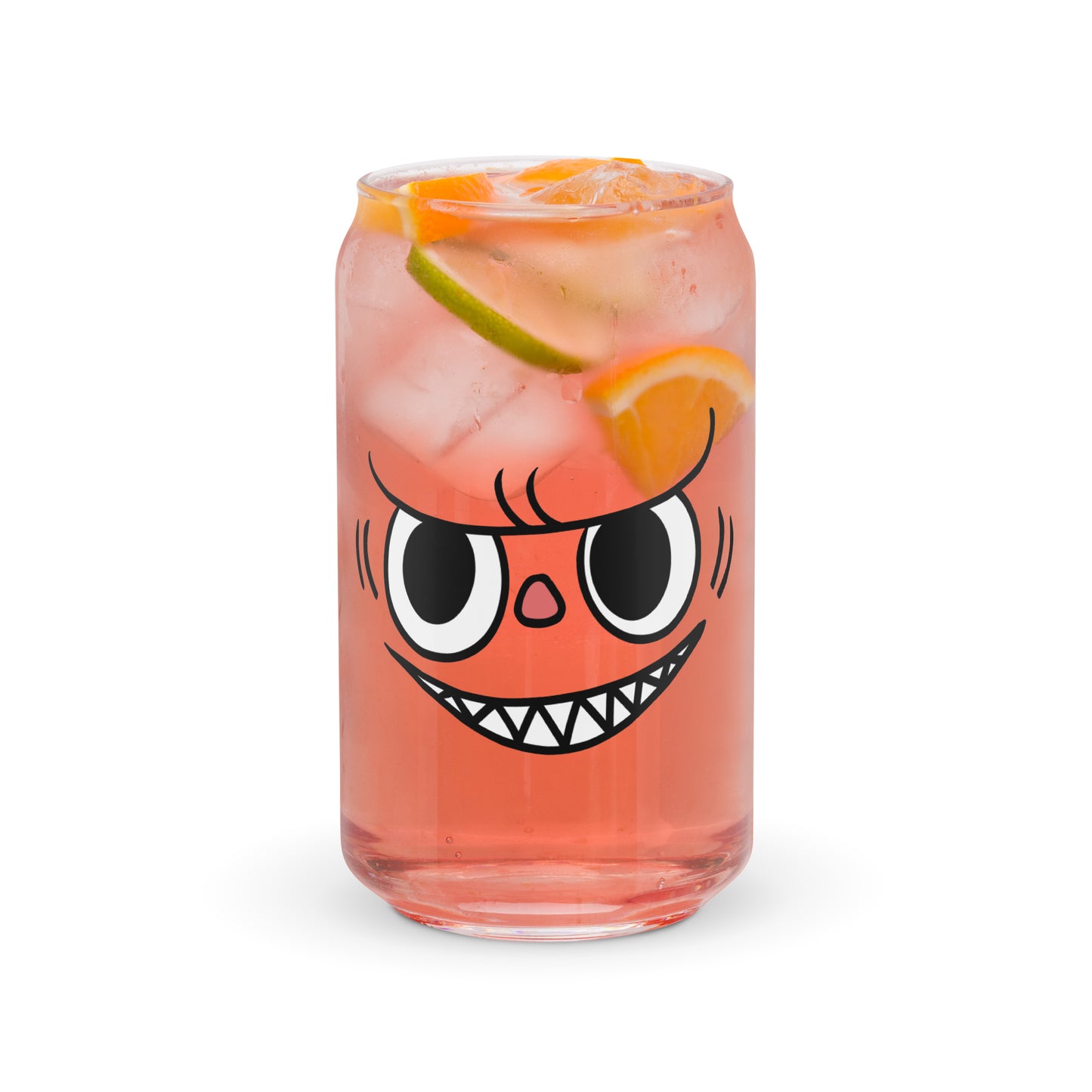 Pippo Kawaii Monster Can Glass Cup | Cute Can-Shaped Iced Coffee Glass with Lid & Straw