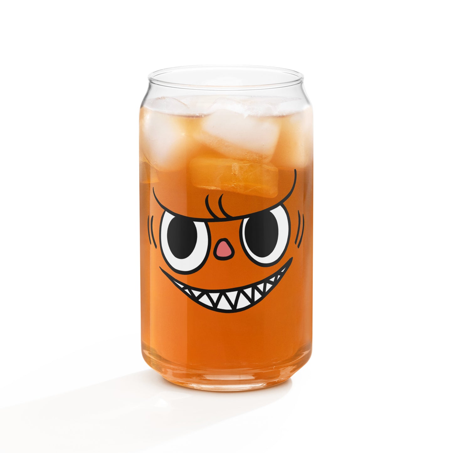 Pippo Kawaii Monster Can Glass Cup | Cute Can-Shaped Iced Coffee Glass with Lid & Straw