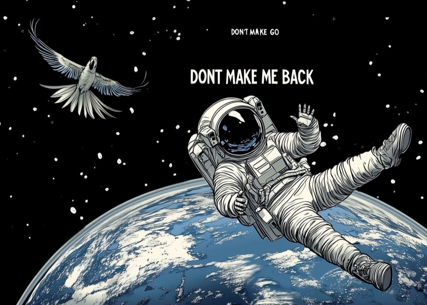 spaceman who doesnt' want to go back to earth and would rather float alone in space